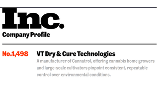 banner image for: VT Dry & Cure Technologies, Inventors of Cannatrol, Recognized on Inc. 5000 2025 List of Fastest-Growing Private Companies